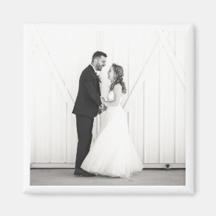 Wedding Photo Newlyweds Mr & Mrs Black White Favor Magnet