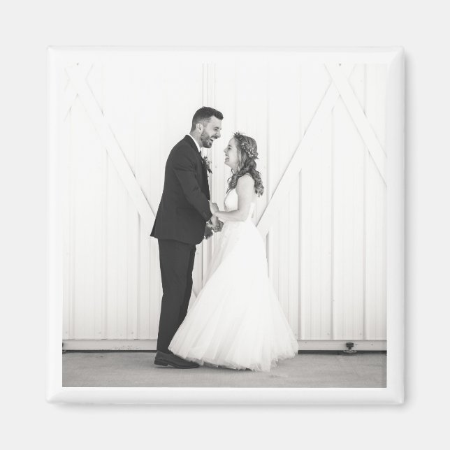 Wedding Photo Newlyweds Mr & Mrs Black White Favor Magnet (Front)