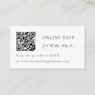Wedding Photo Online RSVP QR Code, Black & White Enclosure Card