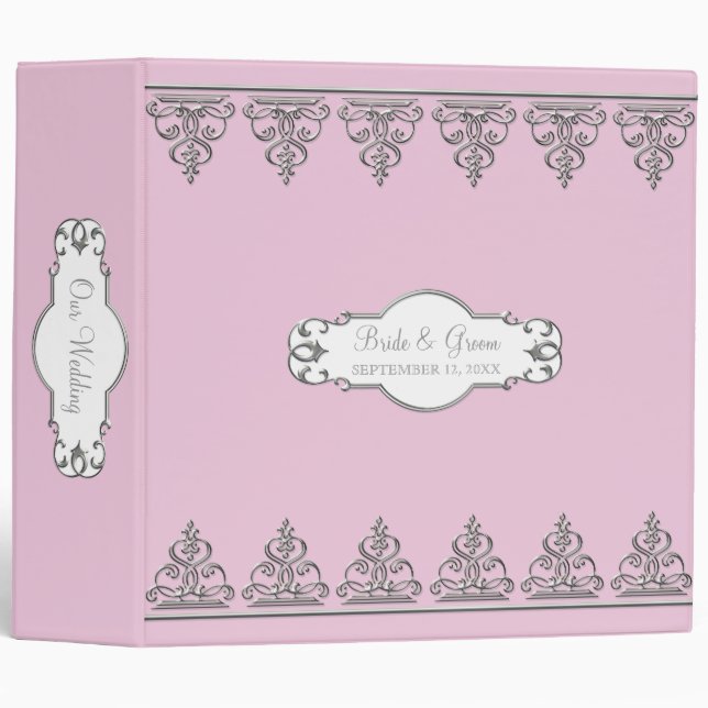 Wedding Photo or Scrapbook Baroque Swirl Circle 3 Ring Binder (Front/Spine)