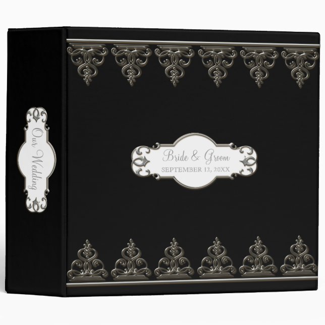 Wedding Photo or Scrapbook Baroque Swirl Circle Binder (Front/Spine)