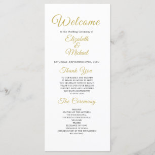 Wedding  Photo Overlay Gold Script Modern Program