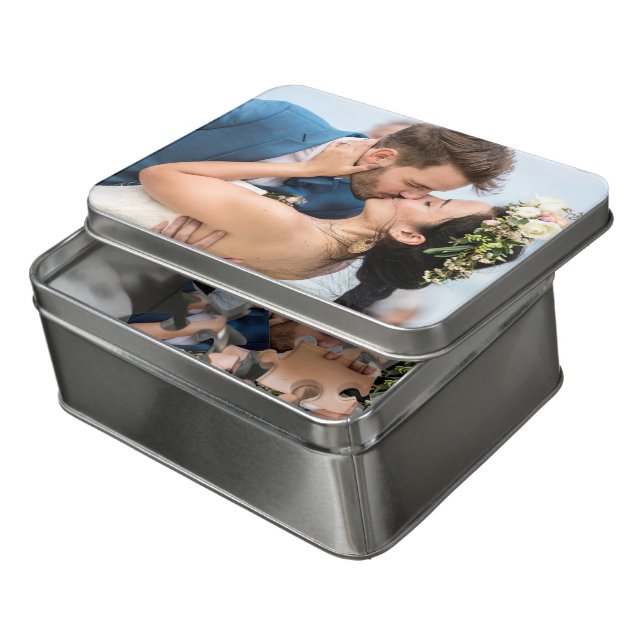 Wedding Photo Personalized Acrylic Jigsaw Puzzle (Lid Open)