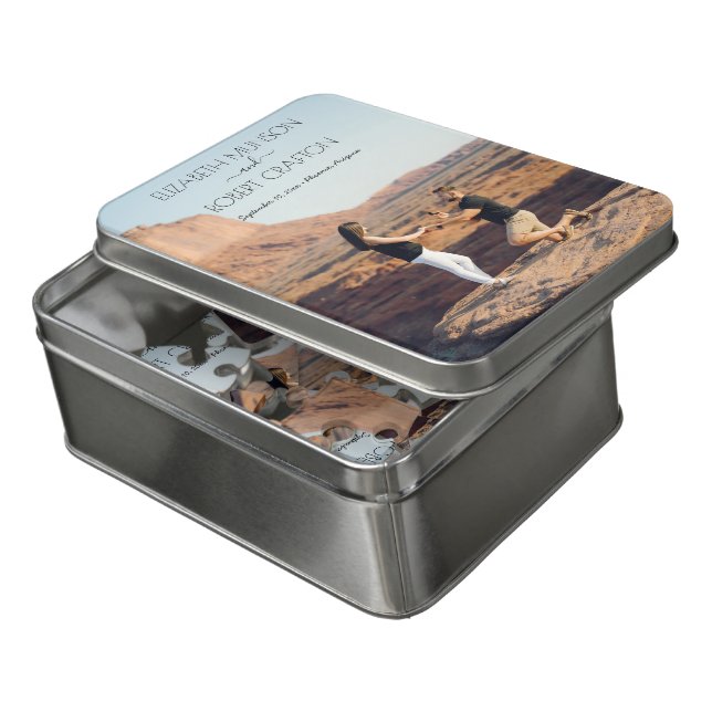 Wedding Photo Personalized Acrylic Jigsaw Puzzle (Lid Open)
