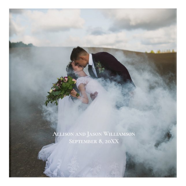 Wedding Photo Personalized Keepsake Names Date   Acrylic Print (Front)