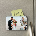 Wedding Photo Picture Montage Magnet<br><div class="desc">Create your own wedding photo magnet with 4 of your favorite pictures. The photo template is set up to create a photo collage with one main background photo,  overlaid with the remaining three photos in a vertical zigzag. Your pictures are displayed in landscape format with black frames.</div>