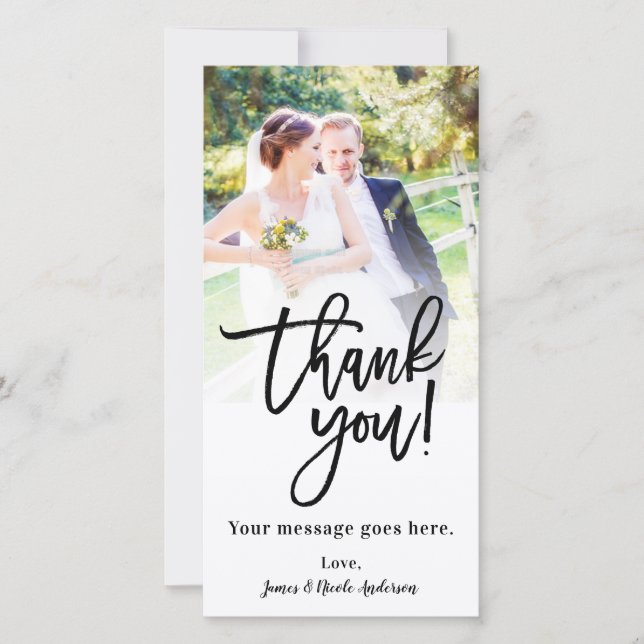 Wedding Photo Picture Thank You Classy Modern (Front)
