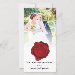 Wedding Photo Picture Thank You Red Wax Seal Card