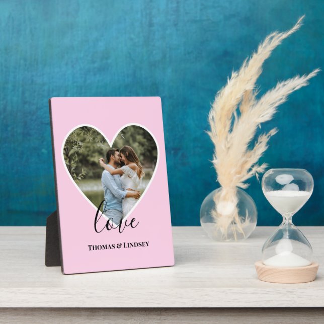 Wedding Photo Pink Heart Frame Modern Calligraphy (Side)