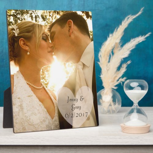 Wedding Photo Plaque with Heart  Wedding Date