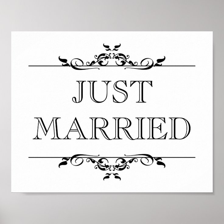 Wedding Photo Prop Sign Just Married Open Scroll Zazzle