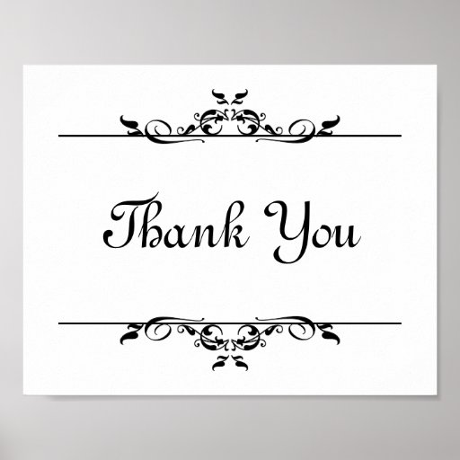 Wedding photo prop sign Thank You elegant scroll Poster | Zazzle