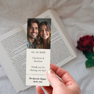 Wedding photo quote ivory thank you favor bookmarks