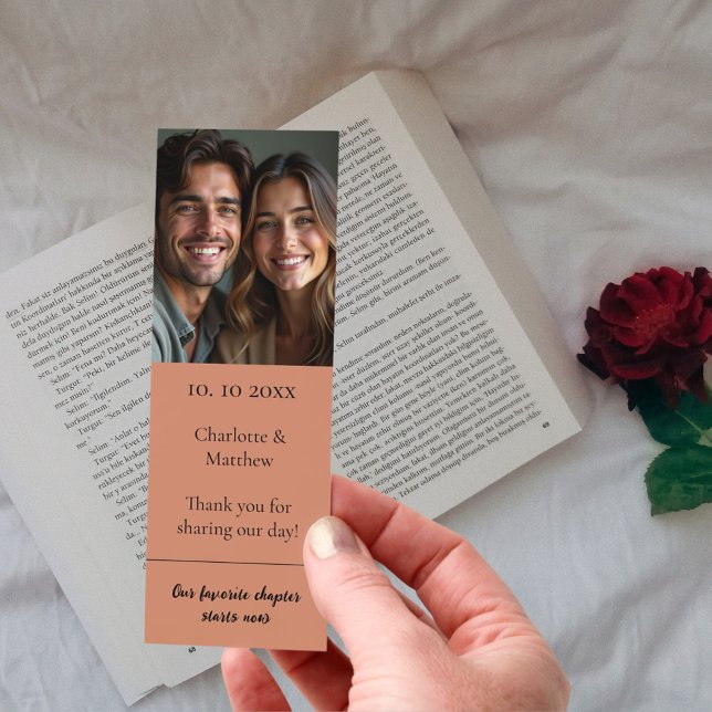 Wedding photo quote terracotta thank you favor bookmarks (Creator Uploaded)