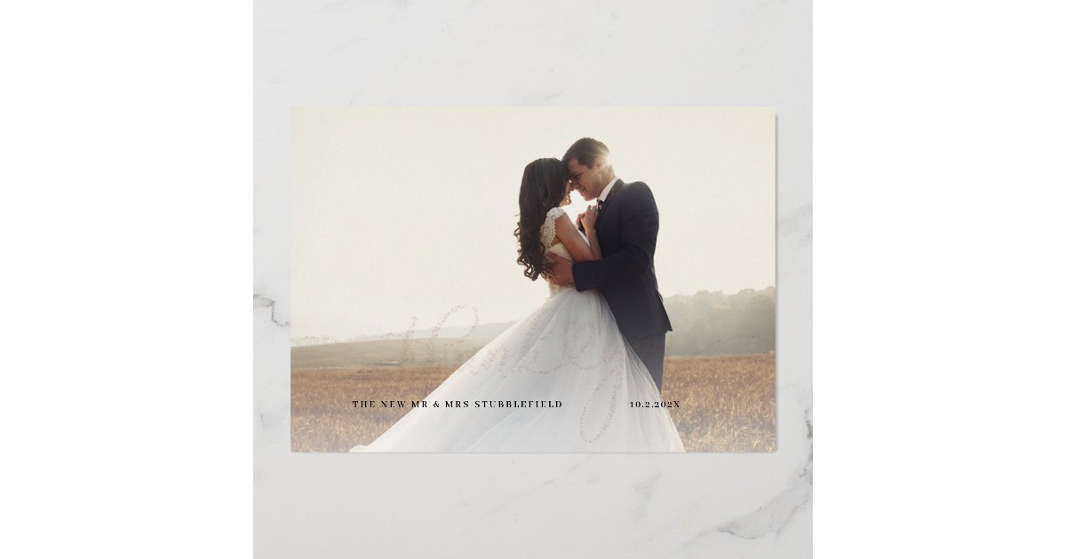 Wedding Photo Rose Gold Foil Script Thank You Card | Zazzle