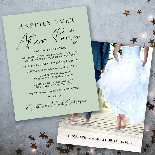 Wedding Photo Sage Happily Ever After Party Invite