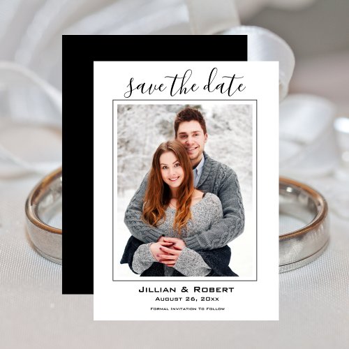 Wedding Photo Save The Date Black and White Invitation