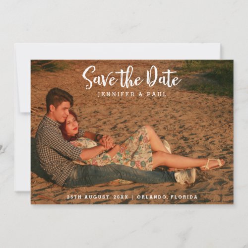 Wedding Photo Save the Date Gold Hearts
