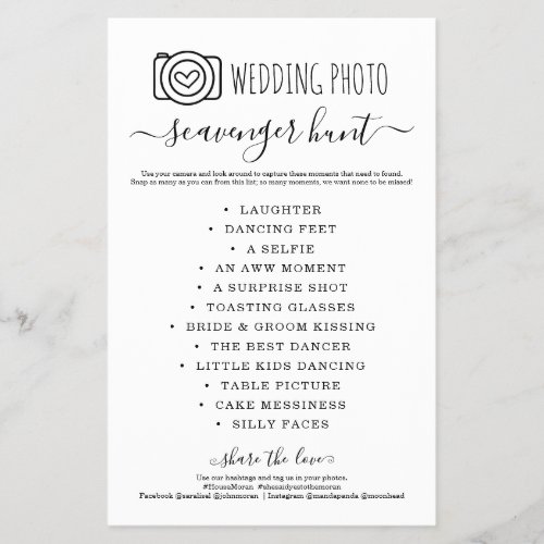 Wedding Photo Scavenger Hunt I Spy Game Flyer