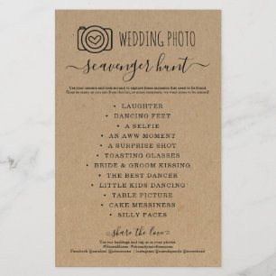 Wedding Photo Scavenger Hunt I Spy Game Kraft Flyer