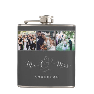 Wedding Photo Script Mr and Mrs Flask Gray
