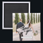 Wedding Photo Script Thank You Favor Magnet<br><div class="desc">Thank you favor magnets for your wedding guests with your photo and names. Visit our store to see all of our wedding favor products.</div>