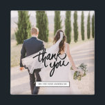 Wedding Photo Script Thank You Favor Magnet<br><div class="desc">Thank you favor magnets for your wedding guests with your photo and names. Visit our store to see all of our wedding favor products.</div>