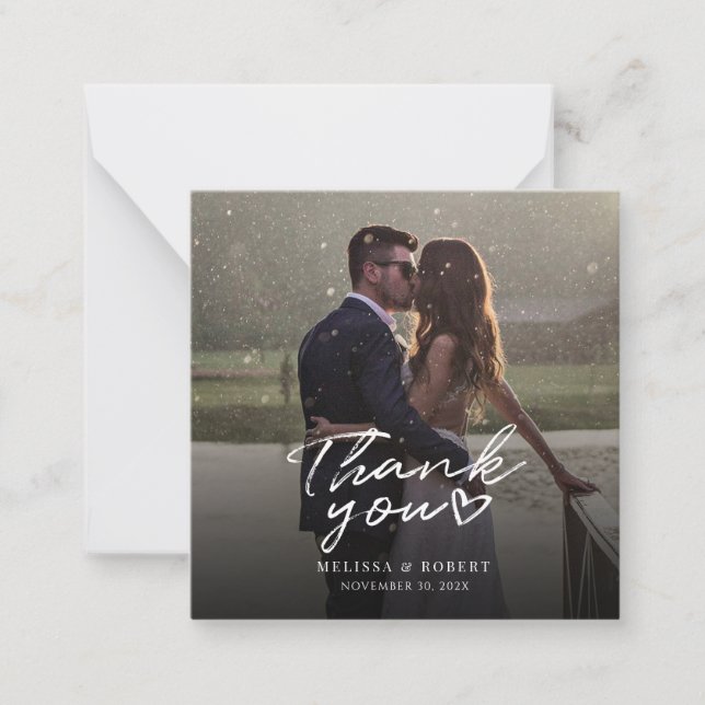 Wedding Photo Script Thank You Note Card (Front)