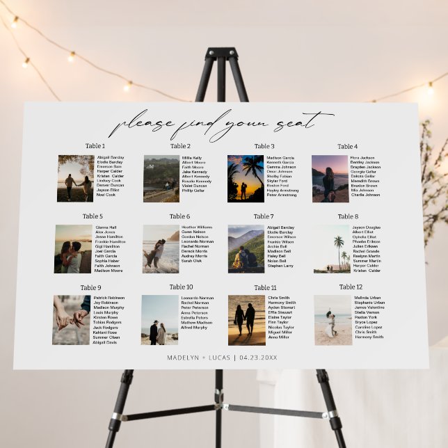 Wedding Photo Seating Chart | Find Your Seat Foam Board (In Situ (Stand))