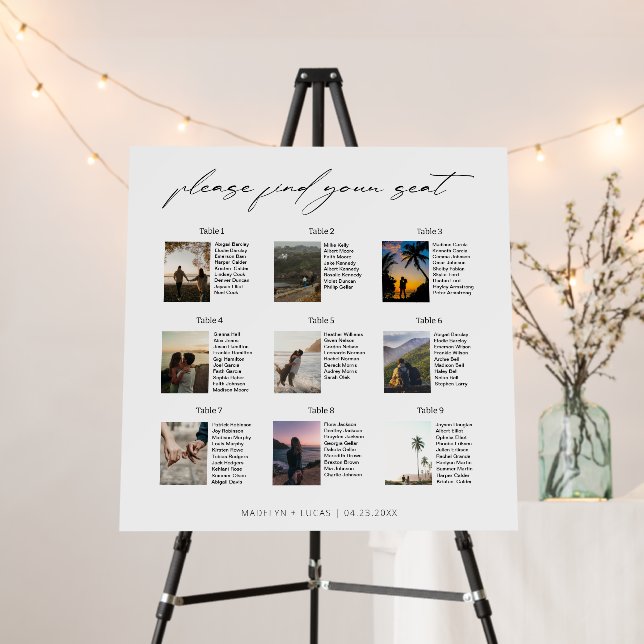 Wedding Photo Seating Chart | Find Your Seat Foam Board (In Situ (Stand))