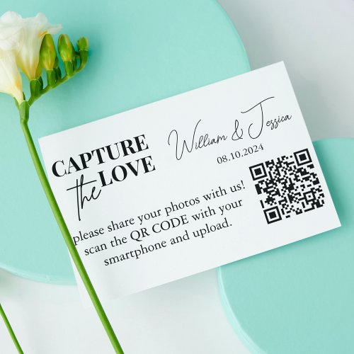 Wedding Photo Sharing Capture The Love QR Code Enclosure Card