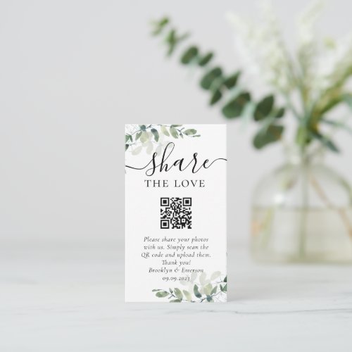 Wedding Photo Sharing Request QR Code Enclosure Card