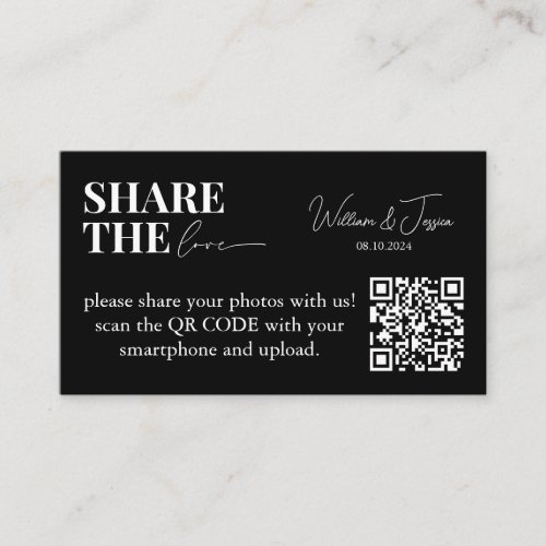 Wedding Photo Sharing  Share The Love QR Code Enclosure Card