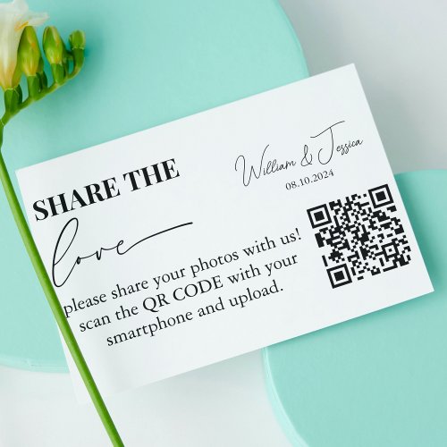 Wedding Photo Sharing  Share The Love QR Code Enclosure Card