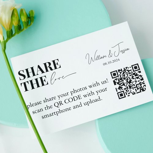 Wedding Photo Sharing  Share The Love QR Code Enclosure Card