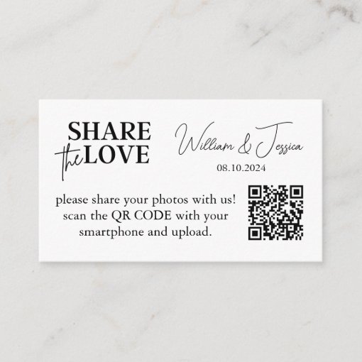 Wedding Photo Sharing With QR Code Enclosure Card | Zazzle