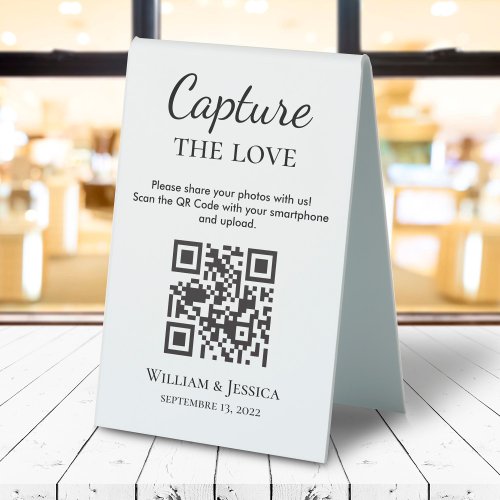 Wedding Photo Sharing With QR Code Table Tent Sign