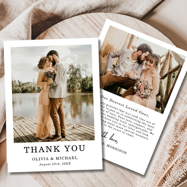 Wedding Photo Simple Elegant Script Thank You Card (Creator Uploaded)