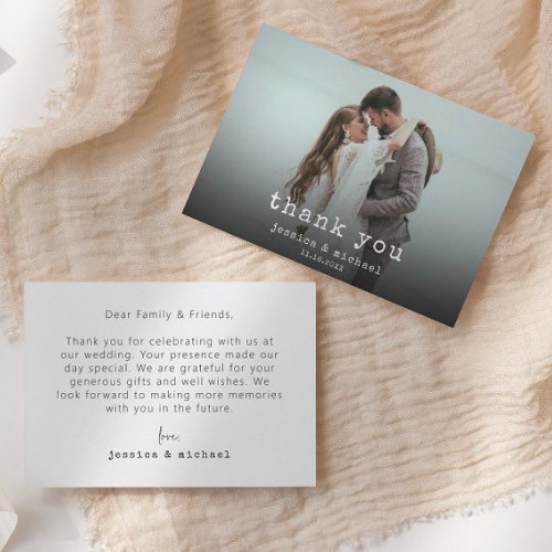 Wedding Photo Simple Minimalist Thank You Card