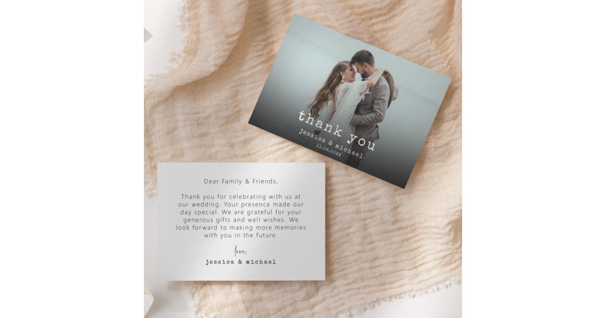 Wedding Photo Simple Minimalist Thank You Card | Zazzle