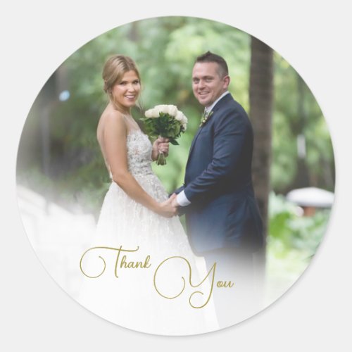  Wedding Photo Simple Thank You  Classic Round Sticker