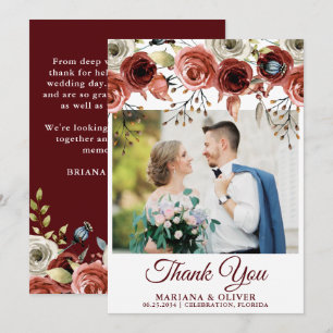 Wedding Photo Thank You Card Autumn Mix Floral