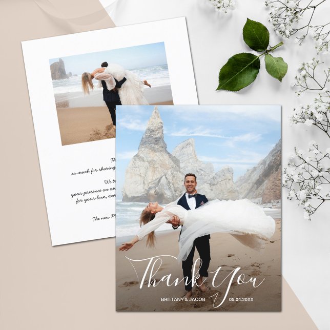 Wedding Photo Thank You Card Flyer (Affordable THIN 80 lb flyer paper in 3 sizes; Shop heavier papers in our collection.)