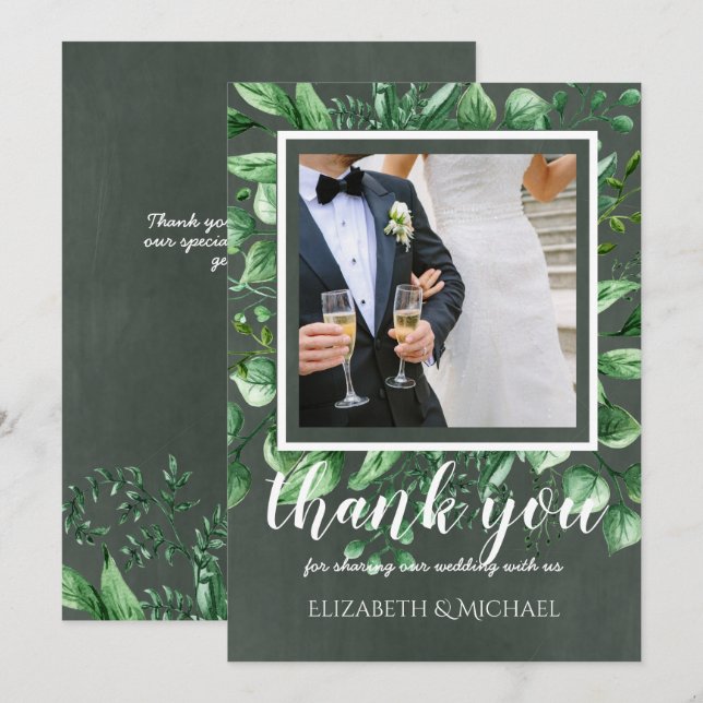 Wedding Photo Thank You Card with Text Both Sides (Front/Back)