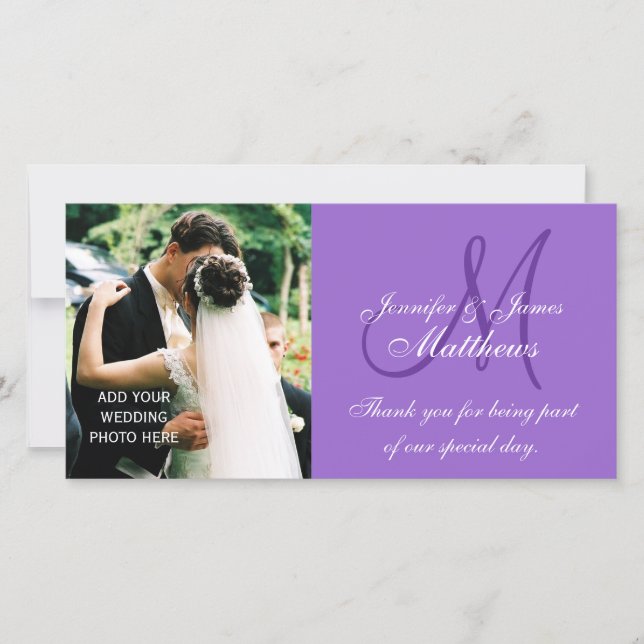 Wedding Photo Thank You Cards with Monogram (Front)