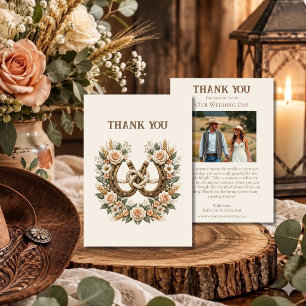 Wedding Photo-Thank You- Country Western Horseshoe Invitation