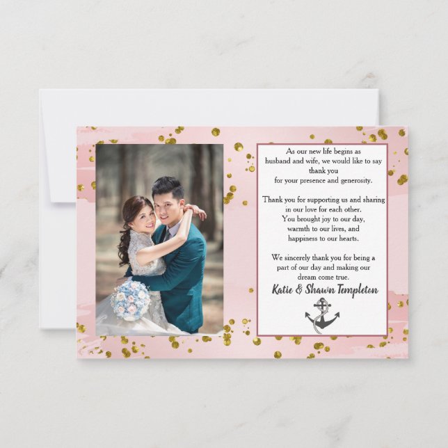 Wedding Photo Thank You Double Sided Nautical (Back)