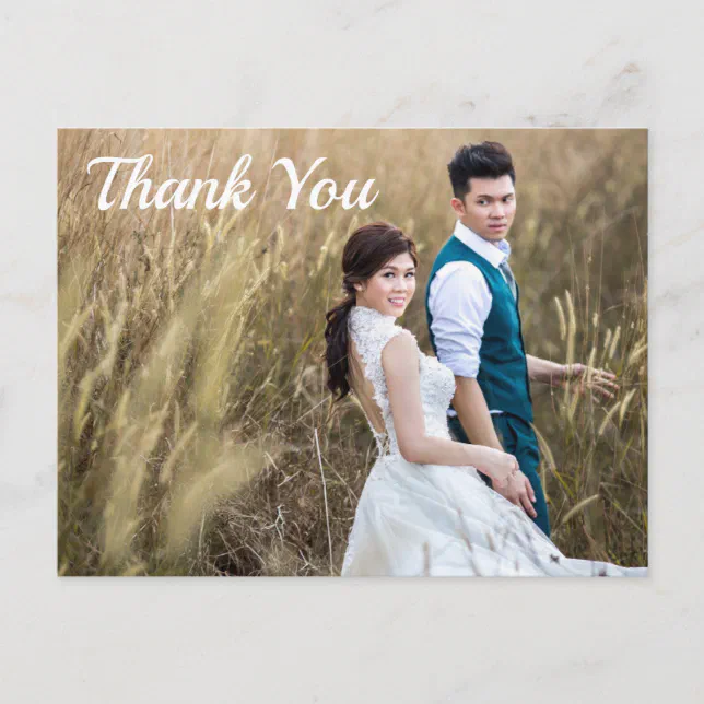 Wedding Photo Thank You Double Sided Postcard | Zazzle