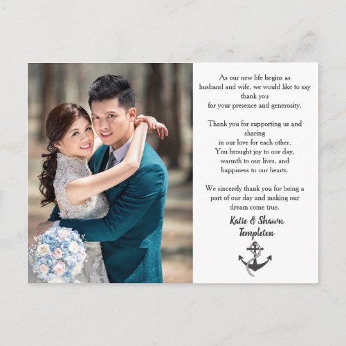 Wedding Photo Thank You Double Sided Postcard