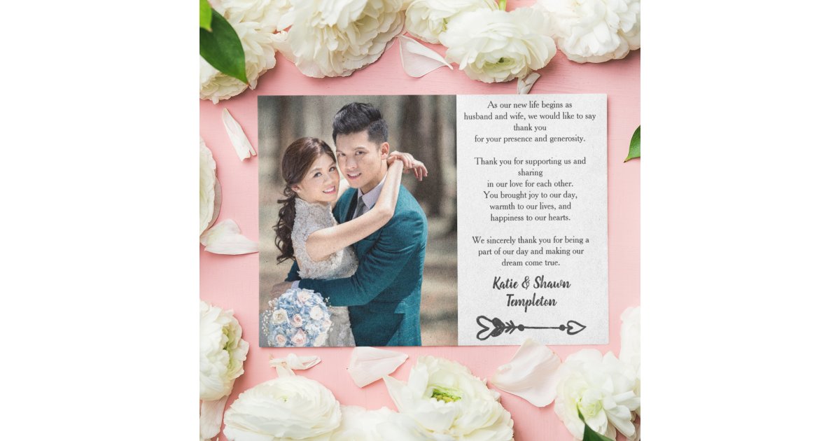 Wedding Photo Thank You Double Sided Postcard | Zazzle